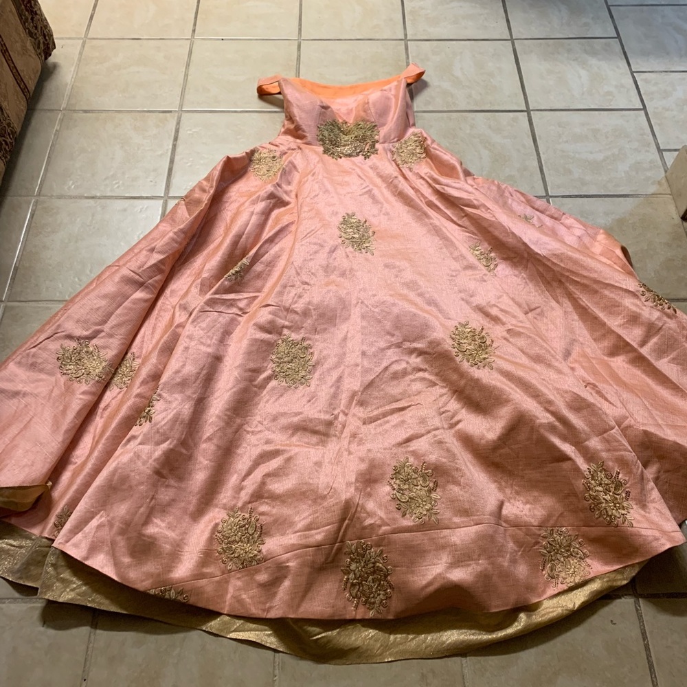 Off shoulder Peach Gown